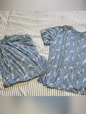 Joyspun Blue Dalmatian Print Pajama Set